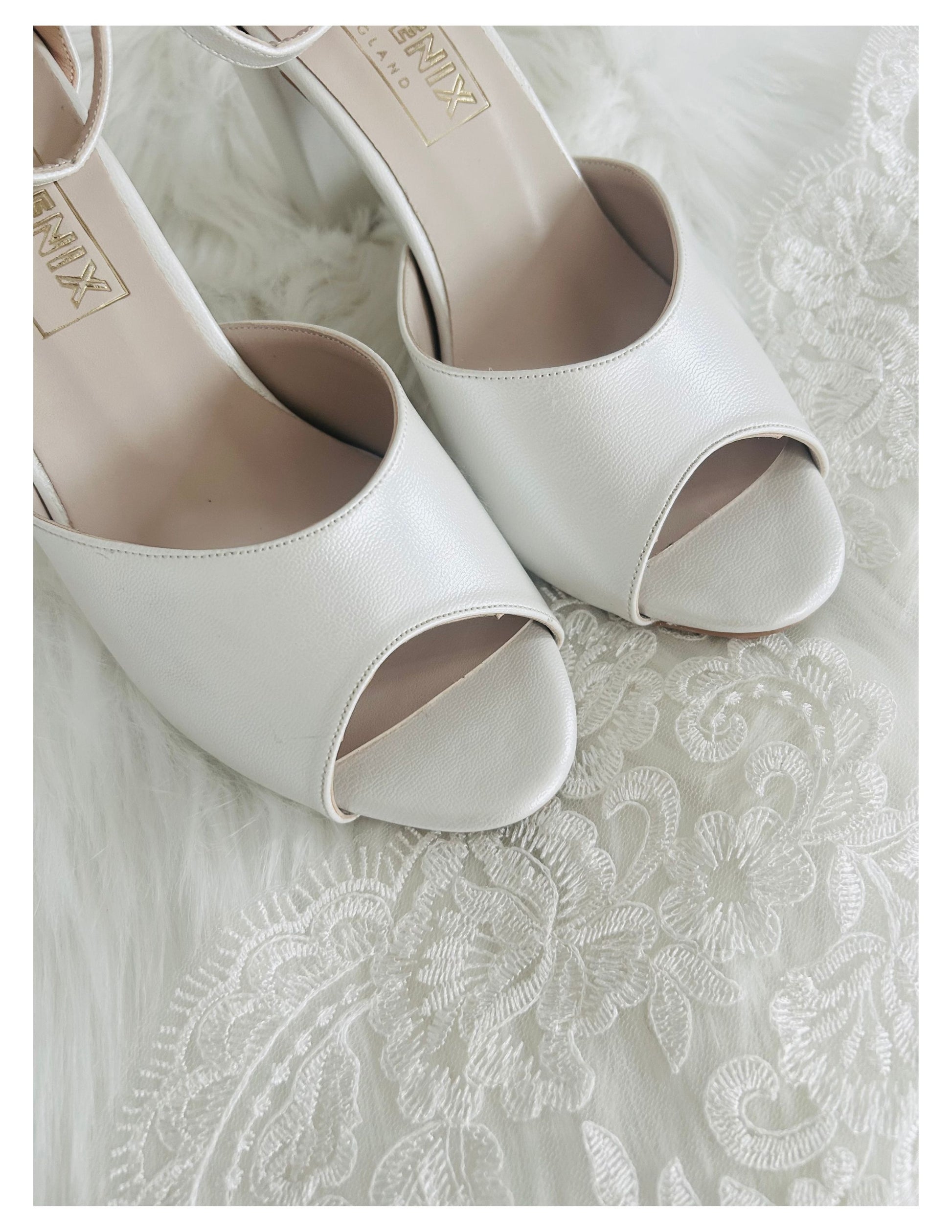 Adore Peep Toe Block Heel Bridal Shoes