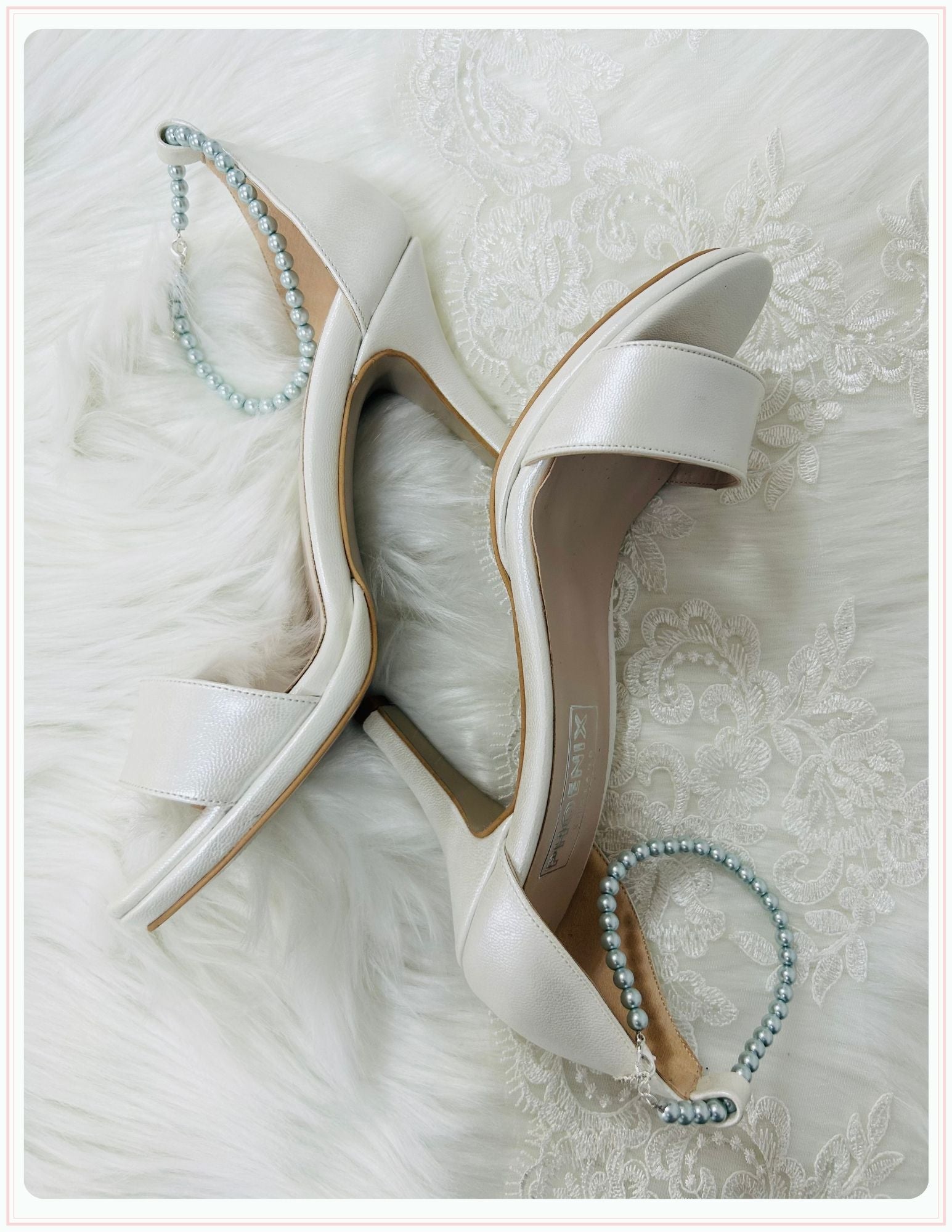 Avery Mint Pearl High Heel Bridal Shoes