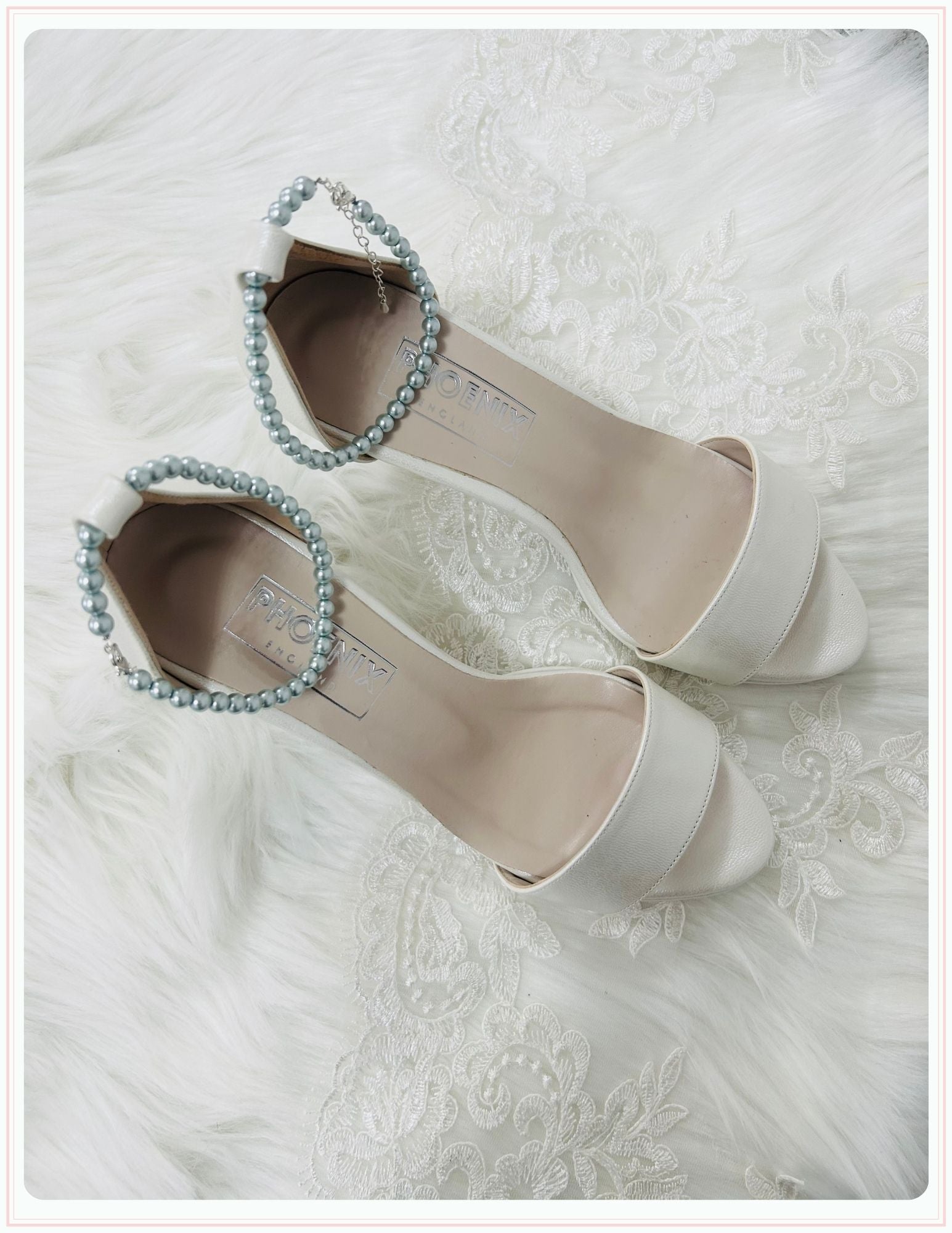 Avery Mint Pearl High Heel Bridal Shoes