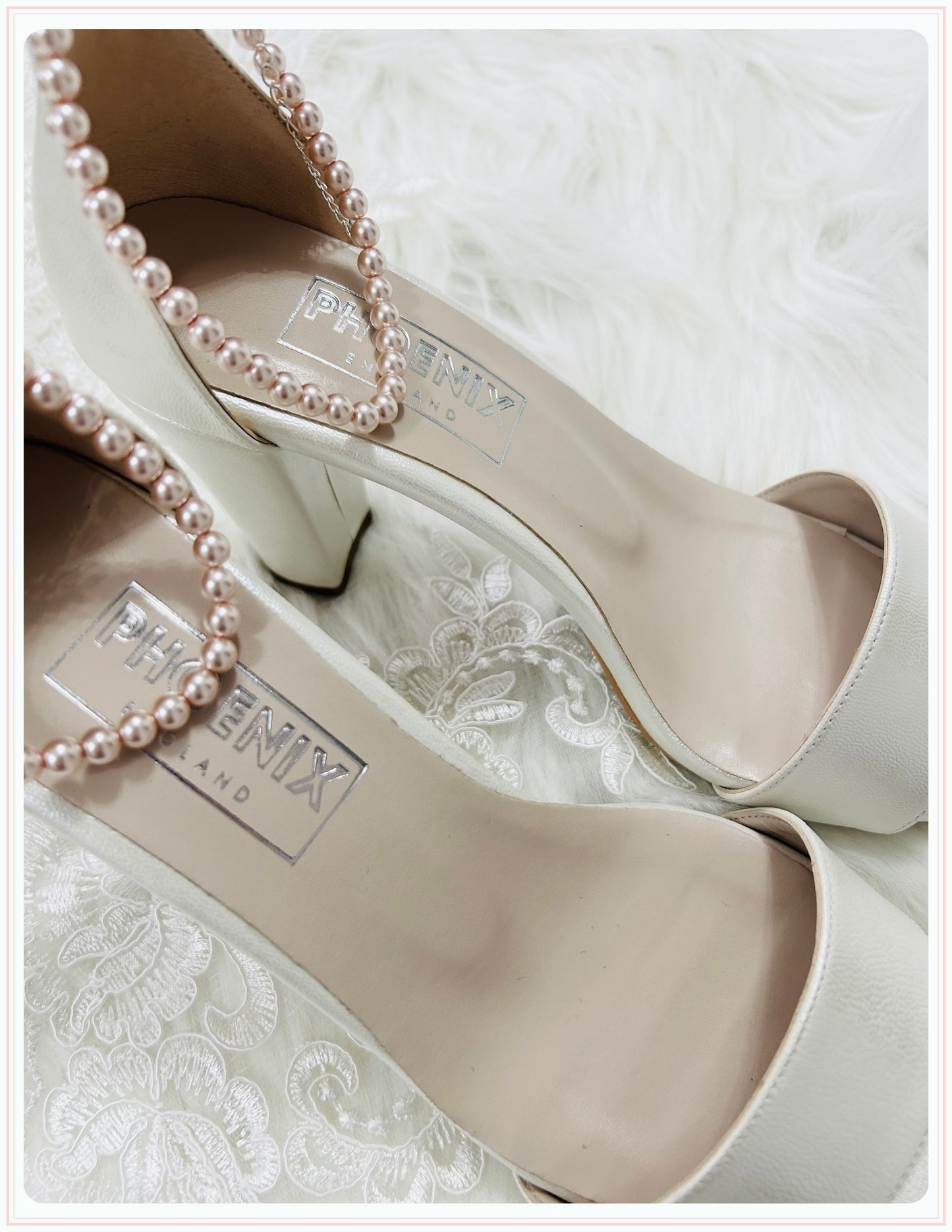 Blush Pink Pearl Bridal Shoe Straps