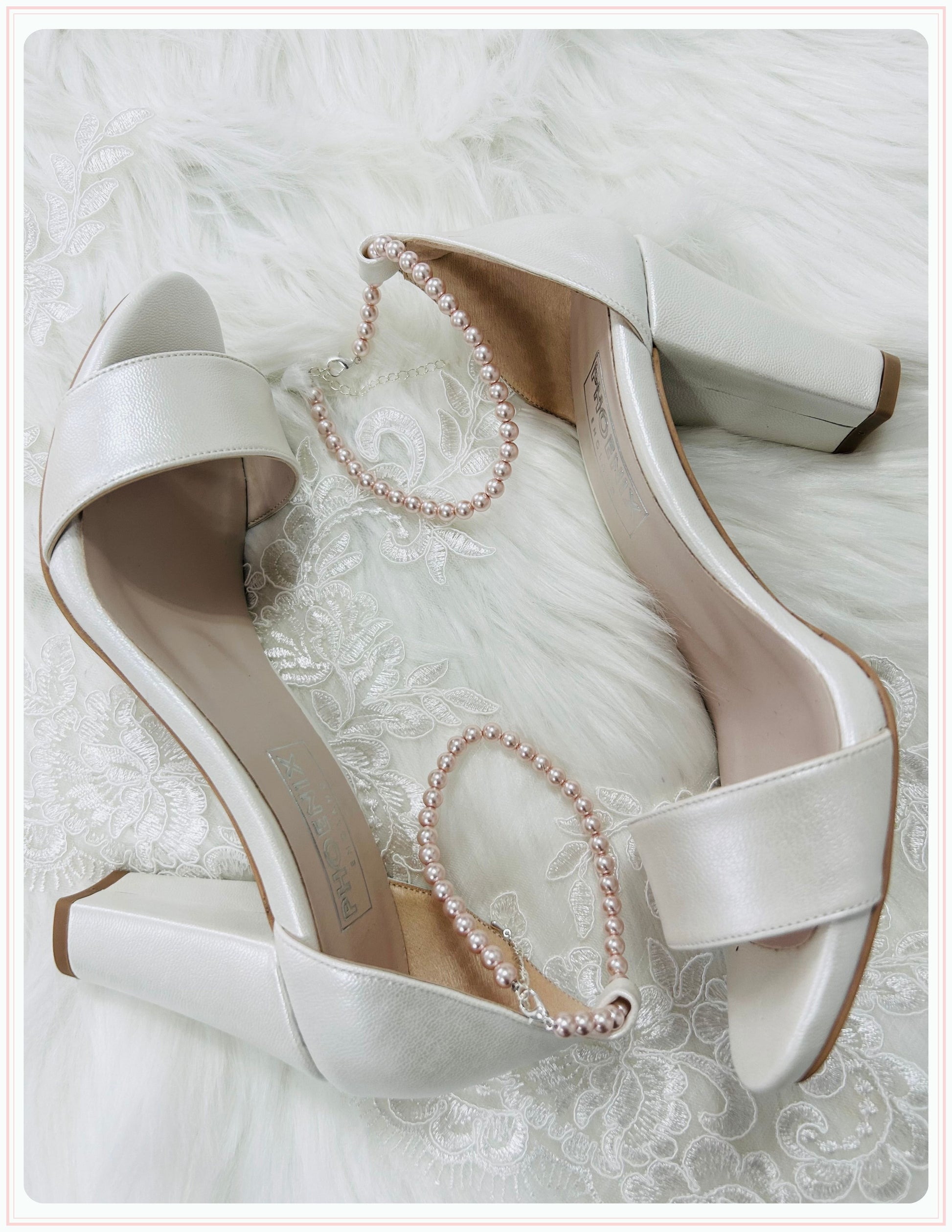 Blush Pink Pearl Bridal Shoe Straps