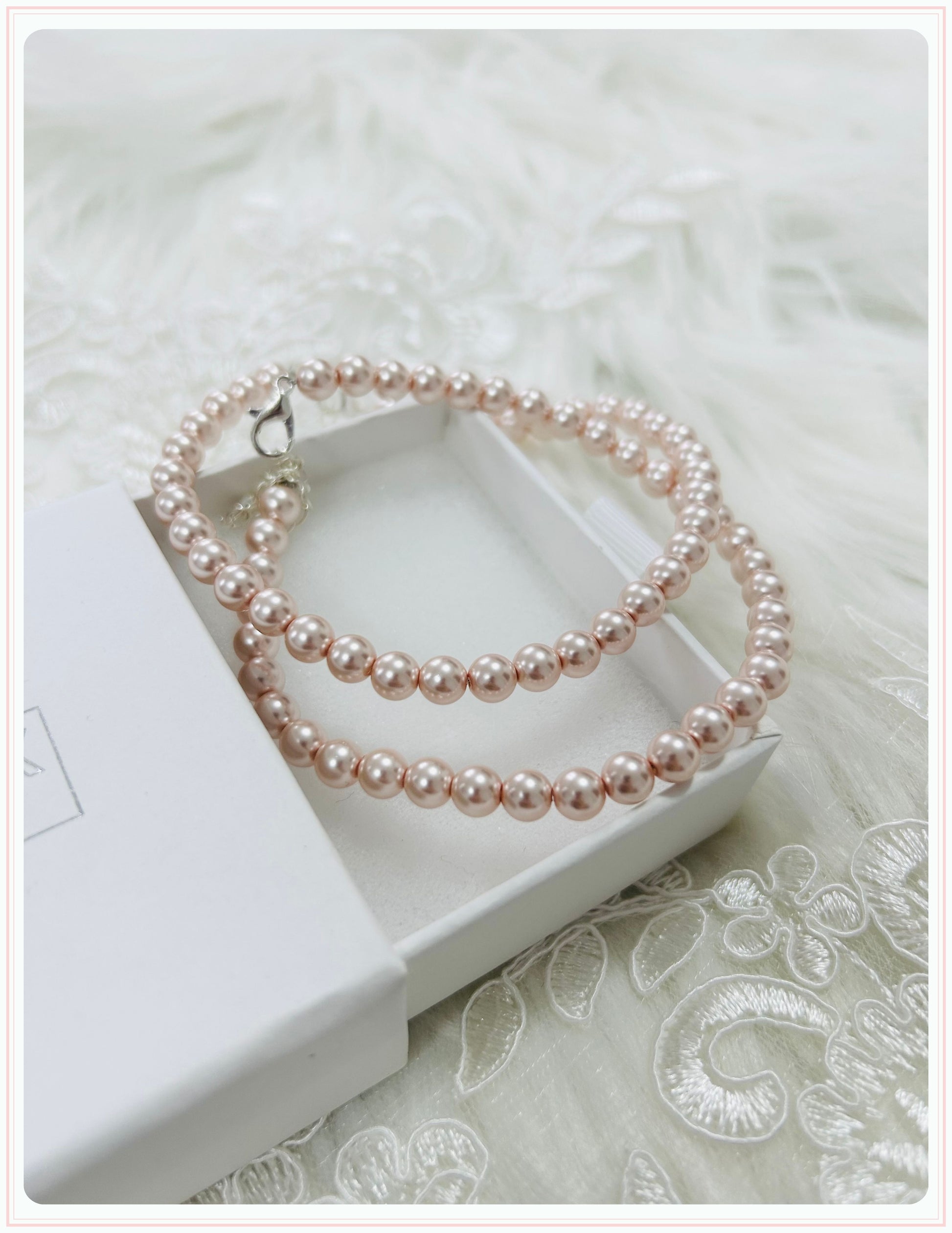 Blush Pink Pearl Bridal Shoe Straps