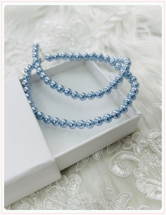 Light Blue Pearl Bridal Shoe Straps