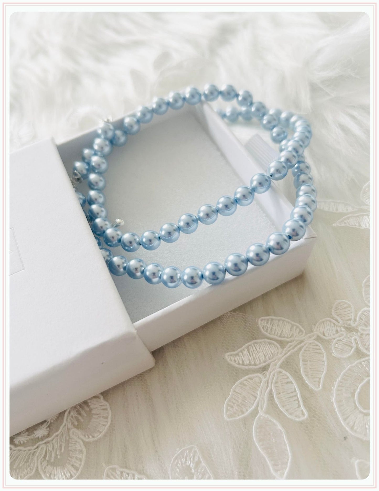 Light Blue Pearl Bridal Shoe Straps