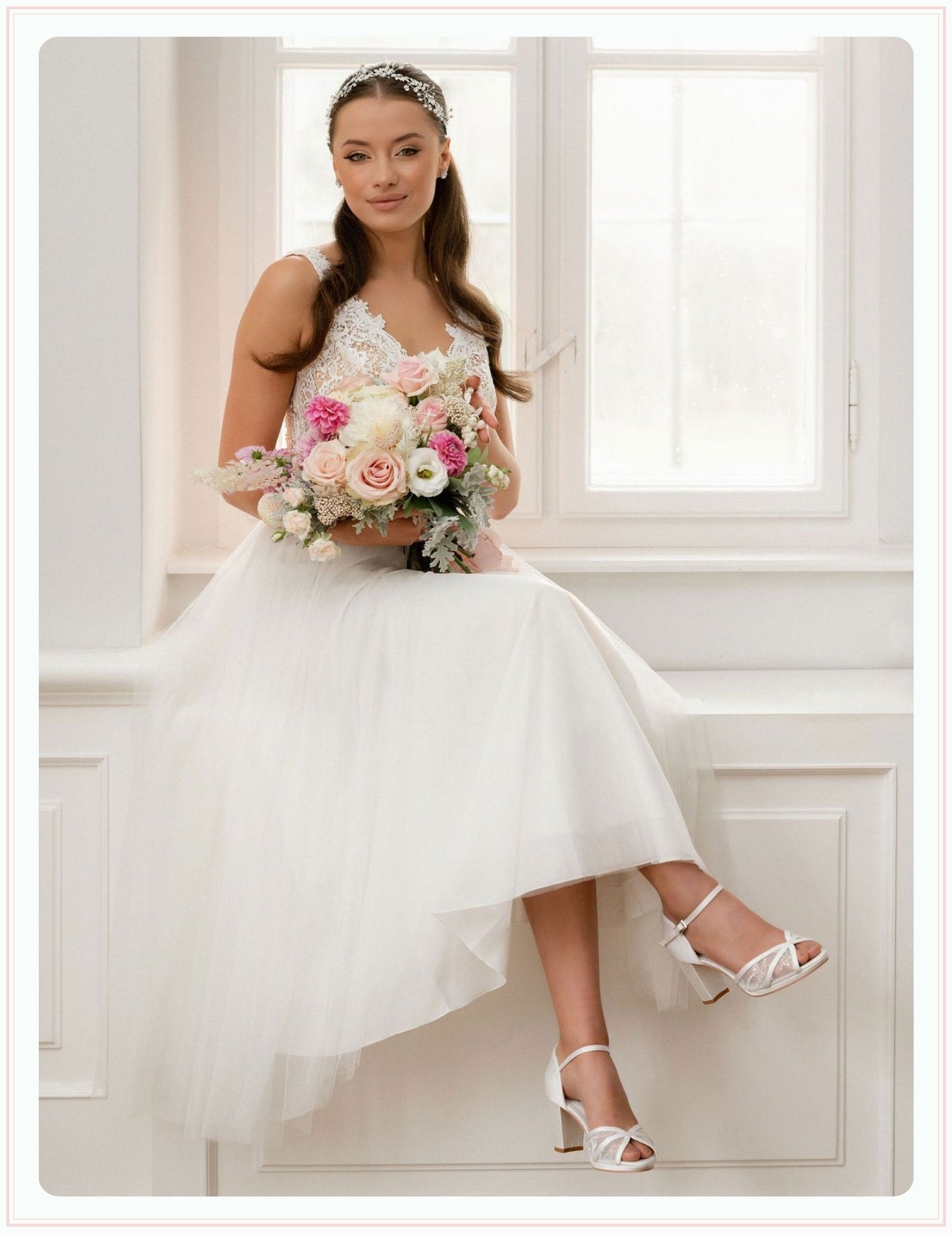 lucy ankle strap bridal shoes