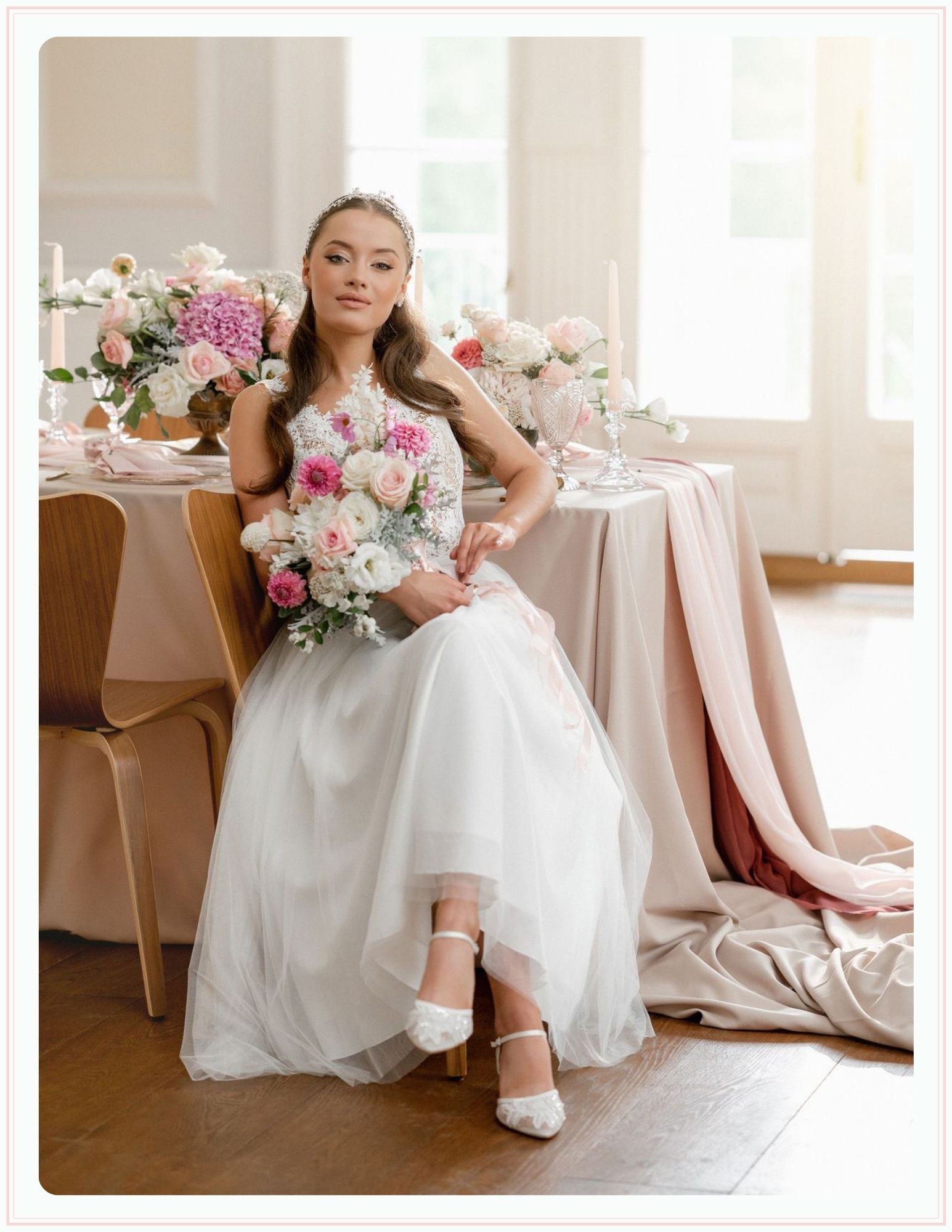 maisie ankle strap bridal shoes