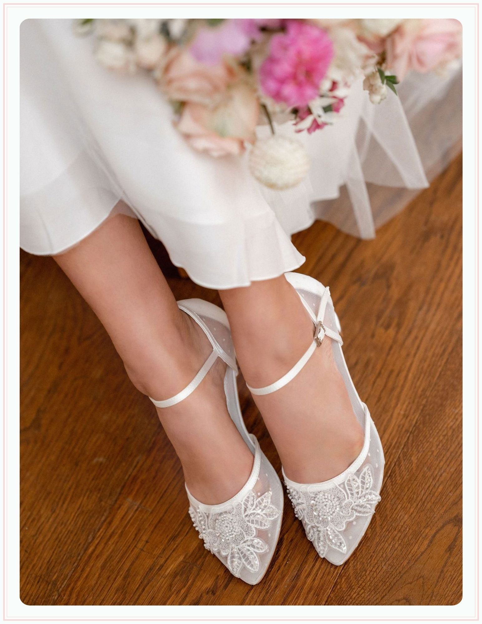 maisie ankle strap bridal shoes