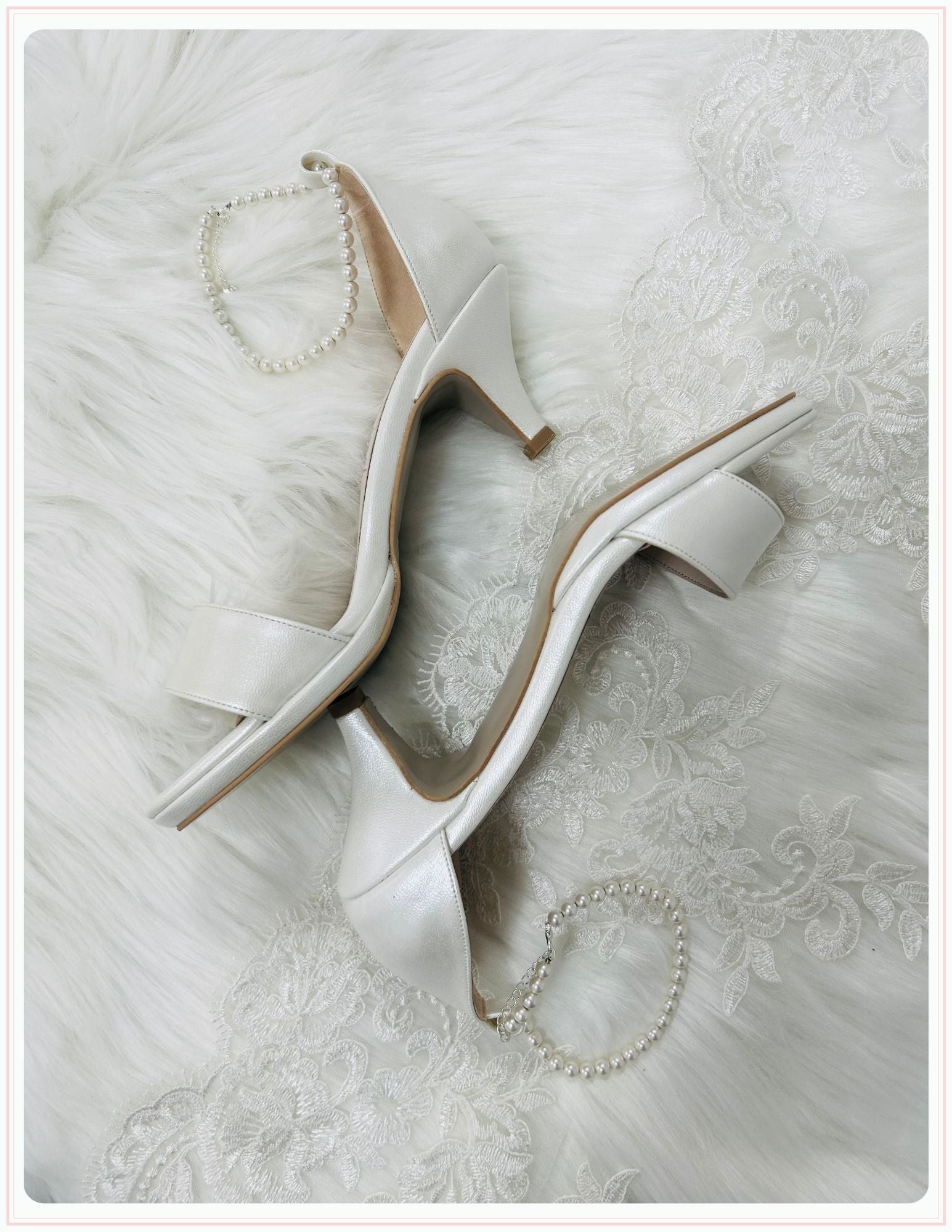 Matrimonial Pearl Kitten Heel Wedding Shoes