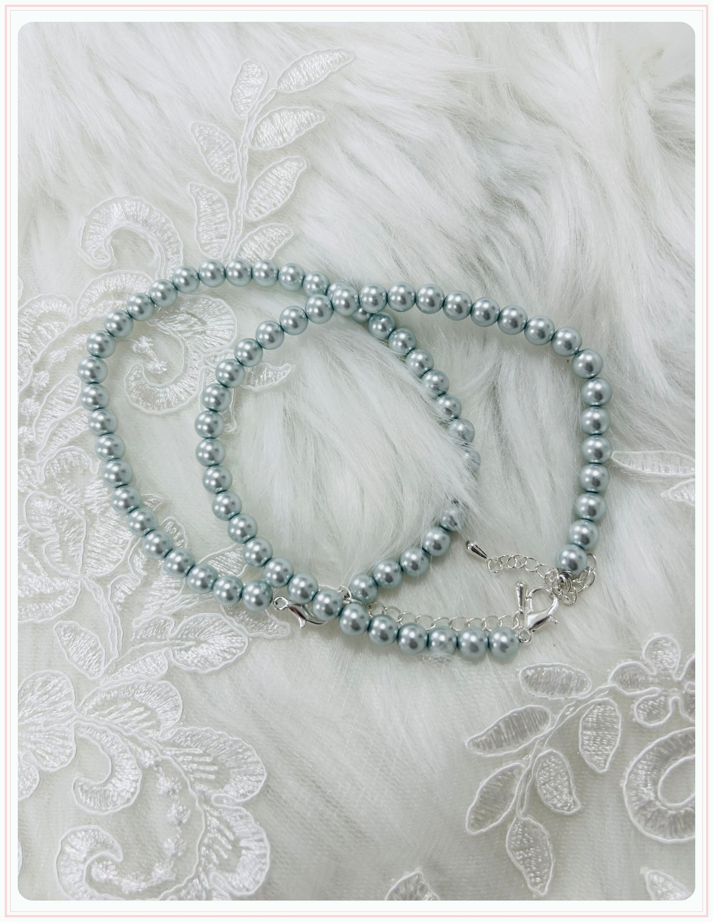 Mint Green Pearl Bridal Shoe Straps