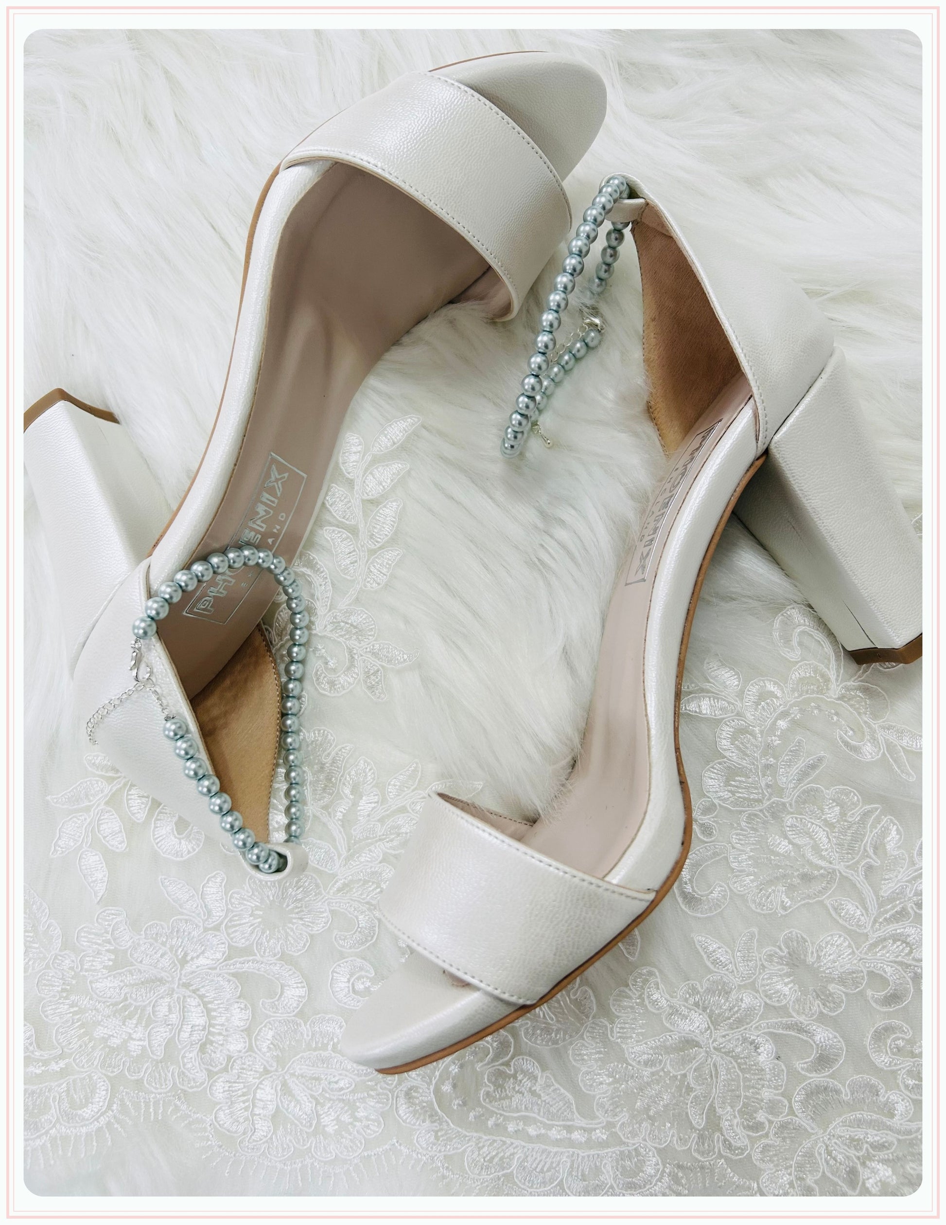 Mint Green Pearl Bridal Shoe Straps