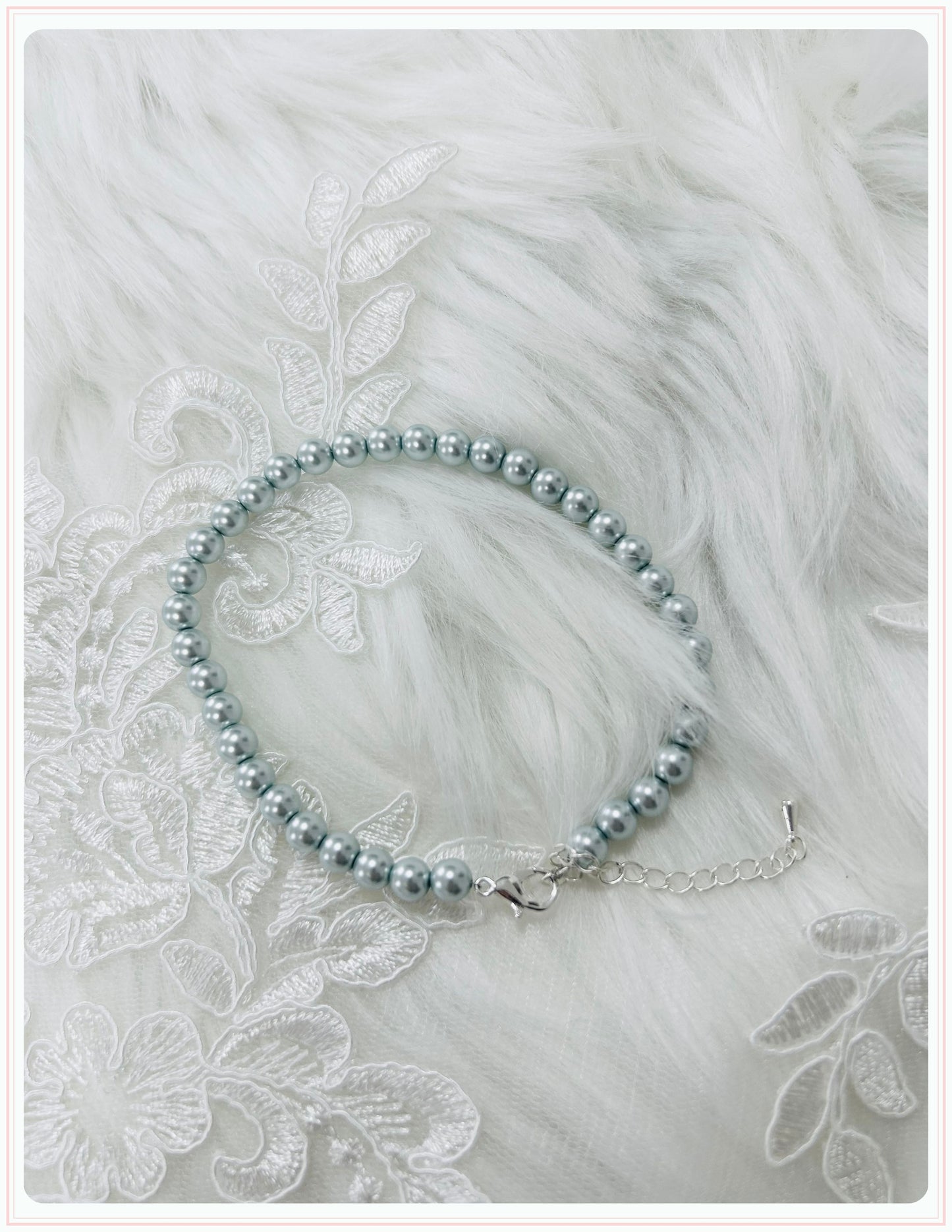 Mint Green Pearl Bridal Shoe Straps