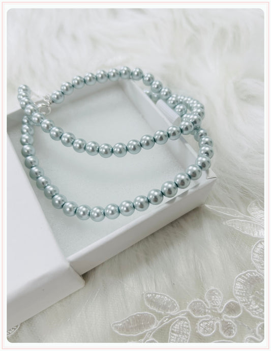 Mint Green Pearl Bridal Shoe Straps