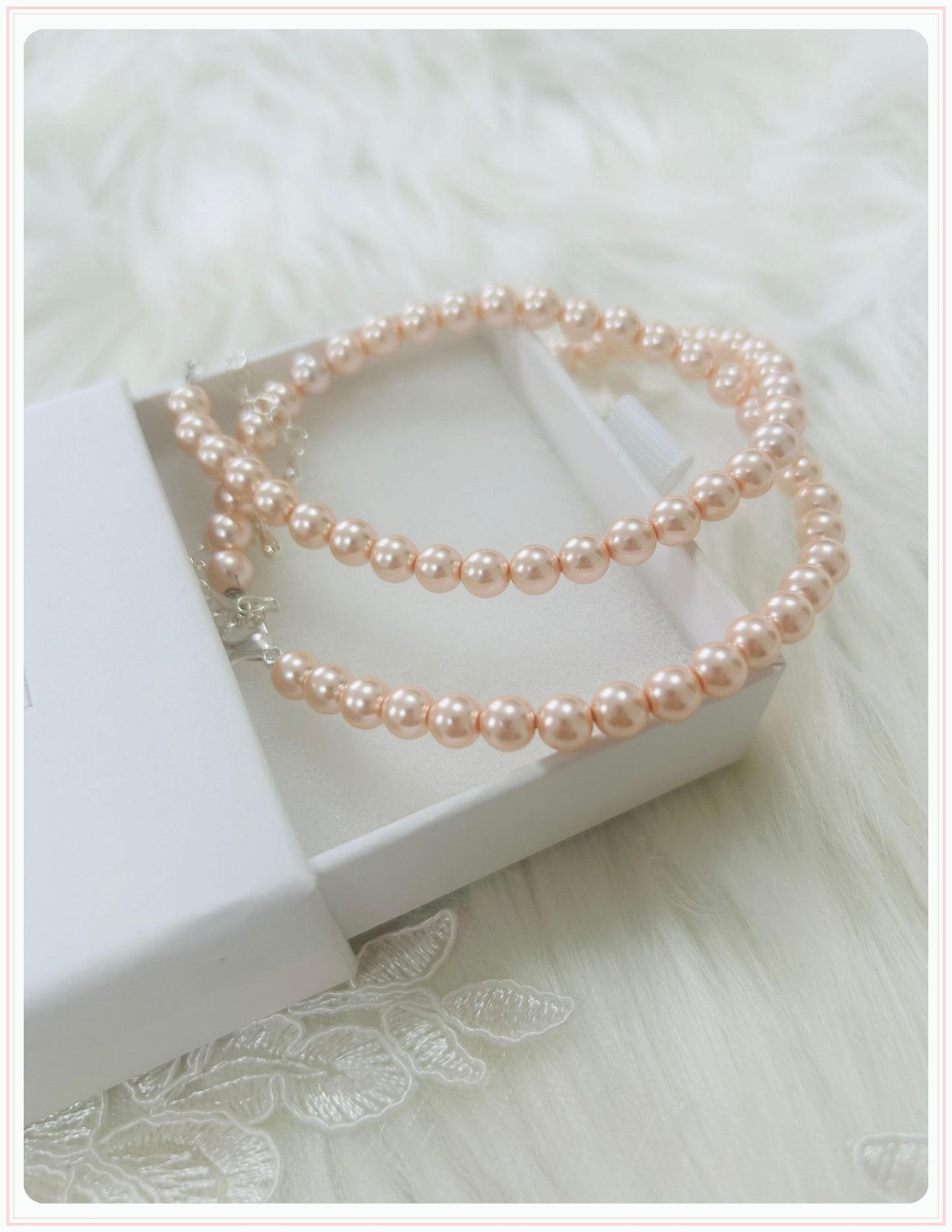 Peach Pearl Bridal Shoe Straps