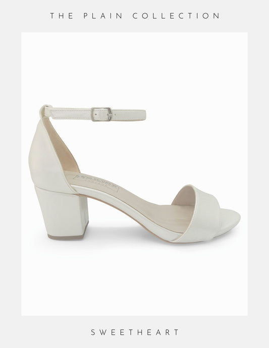 sweetheart plain low block heel bridal shoes